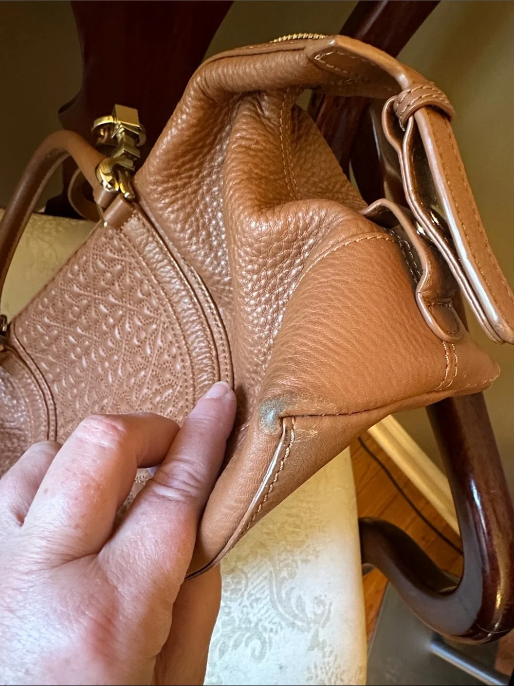Tory Burch Bryant leather Mini Satchel crossbody bag in tan/luggage
